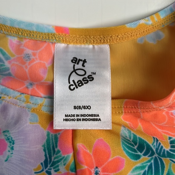 NWT Art Class Size Small Multicolor Floral Long Sleeve Cropped Swim Top - Picture 4 of 6